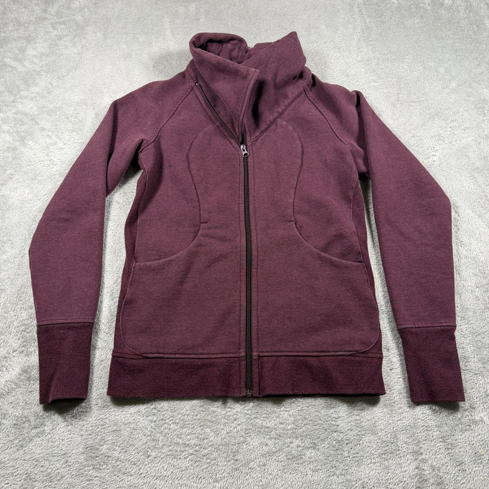 Lululemon Cozy Cuddle Up Jacket Womens 8 Heathered‎ Bordeaux Drama Thick Fleece